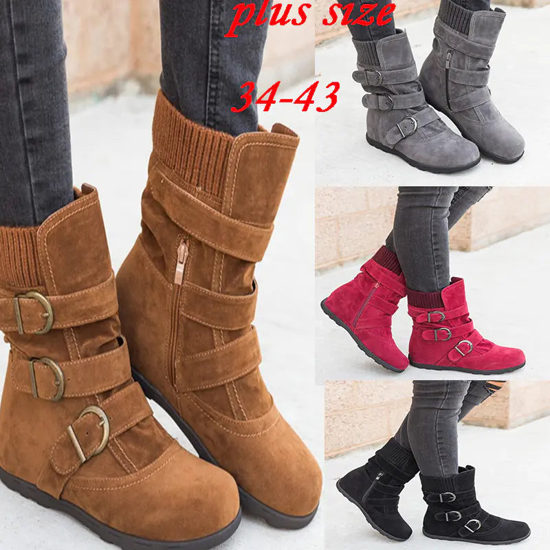 2018 Winter New Cotton Shoes - Plus Size Suede Boots