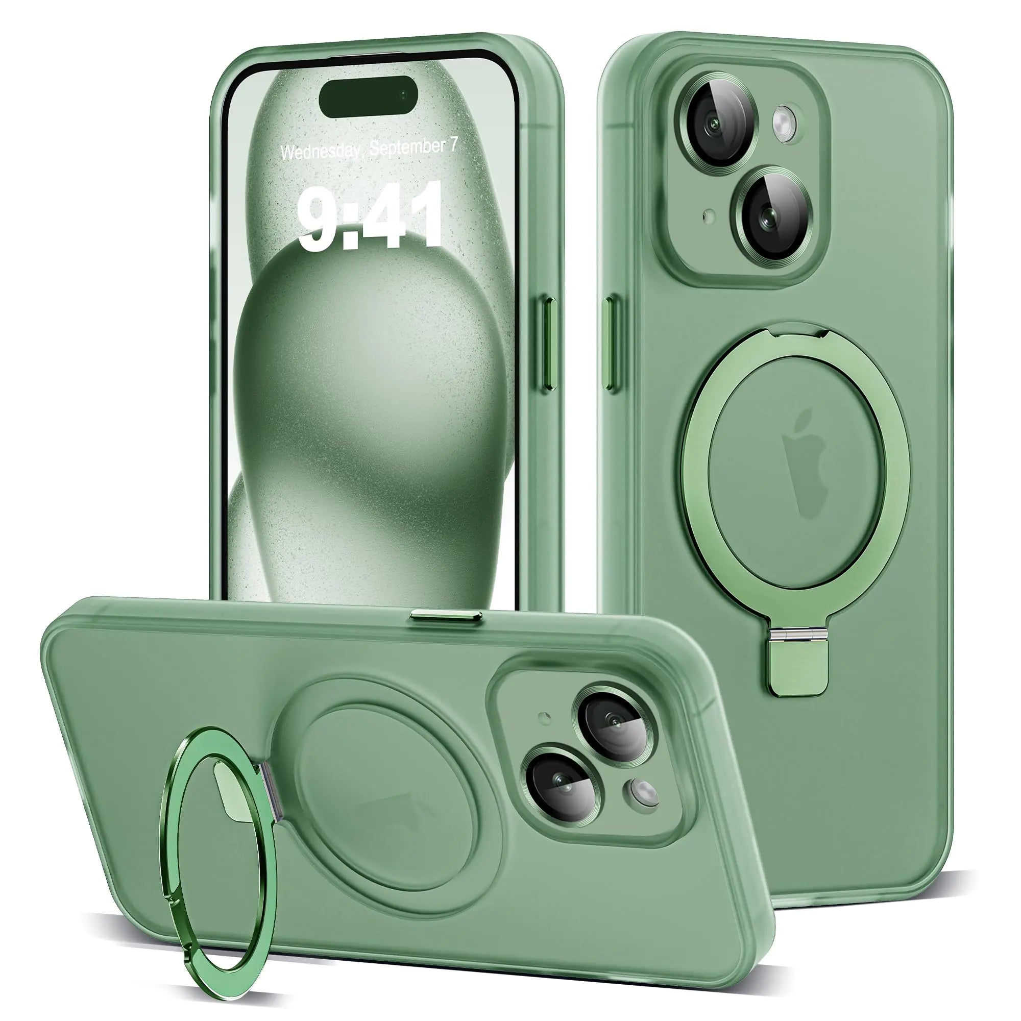 for iPhone 11 Case with Magnetic Invisible Ring Stand [Full Camera Lens Protection] [Compatible with Mag-Safe] Military-Grade Drop Matte Translucent Slim Phone Cases for iPhone 11 6.1", Pink