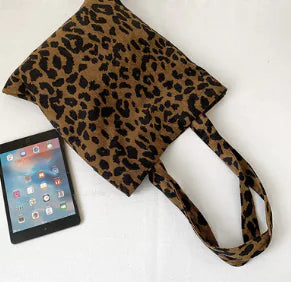 Leopard Print Canvas Shoulder Bag for Women