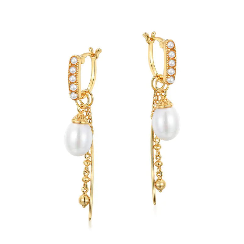 Vintage Pea Pod Earrings in 925 Silver with Shell Beads