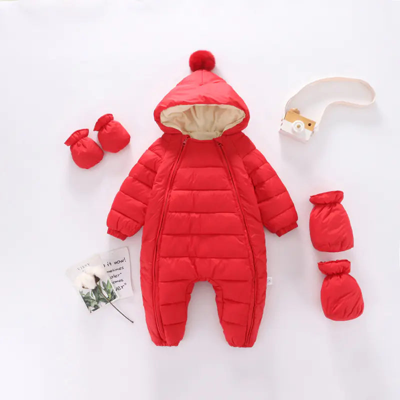 Infant Down Snowsuit with Hood for Cold Weather