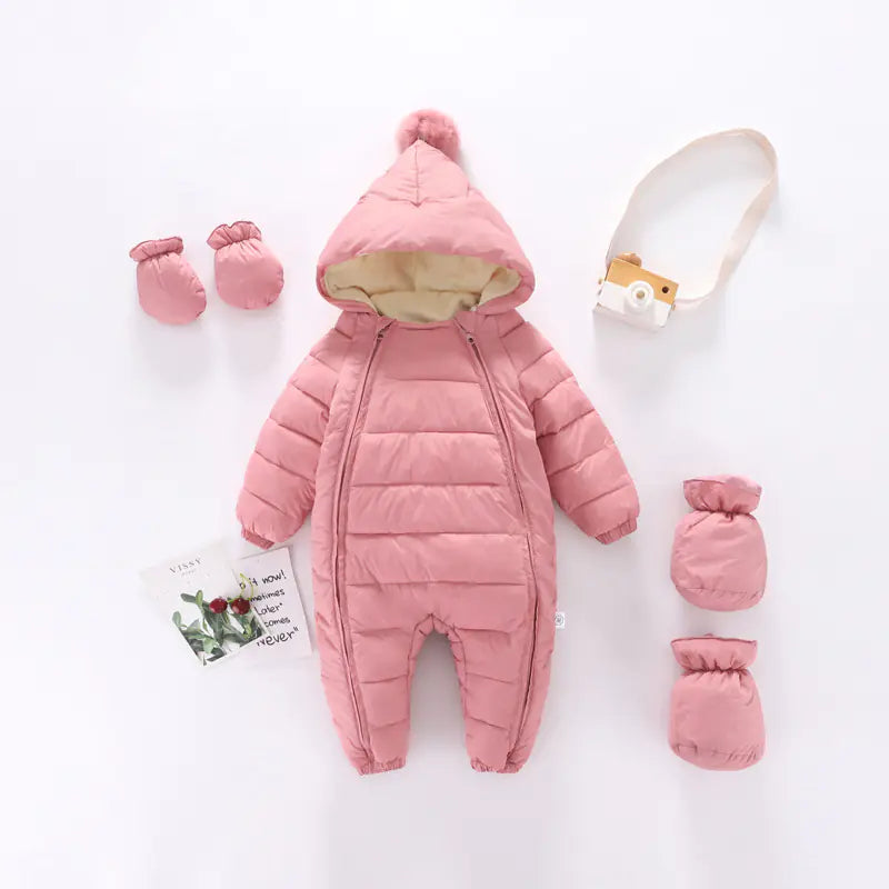 Infant Down Snowsuit with Hood for Cold Weather