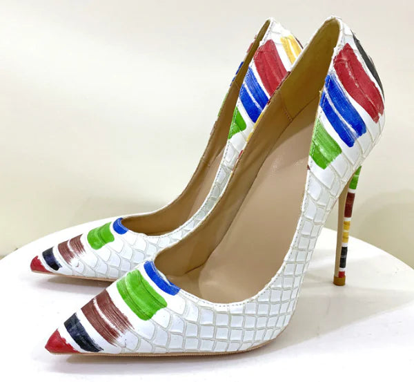 Fashionable Pointed Toe Color Block High Heels