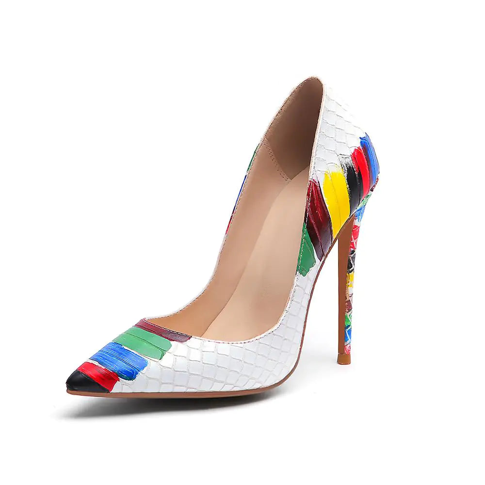 Fashionable Pointed Toe Color Block High Heels