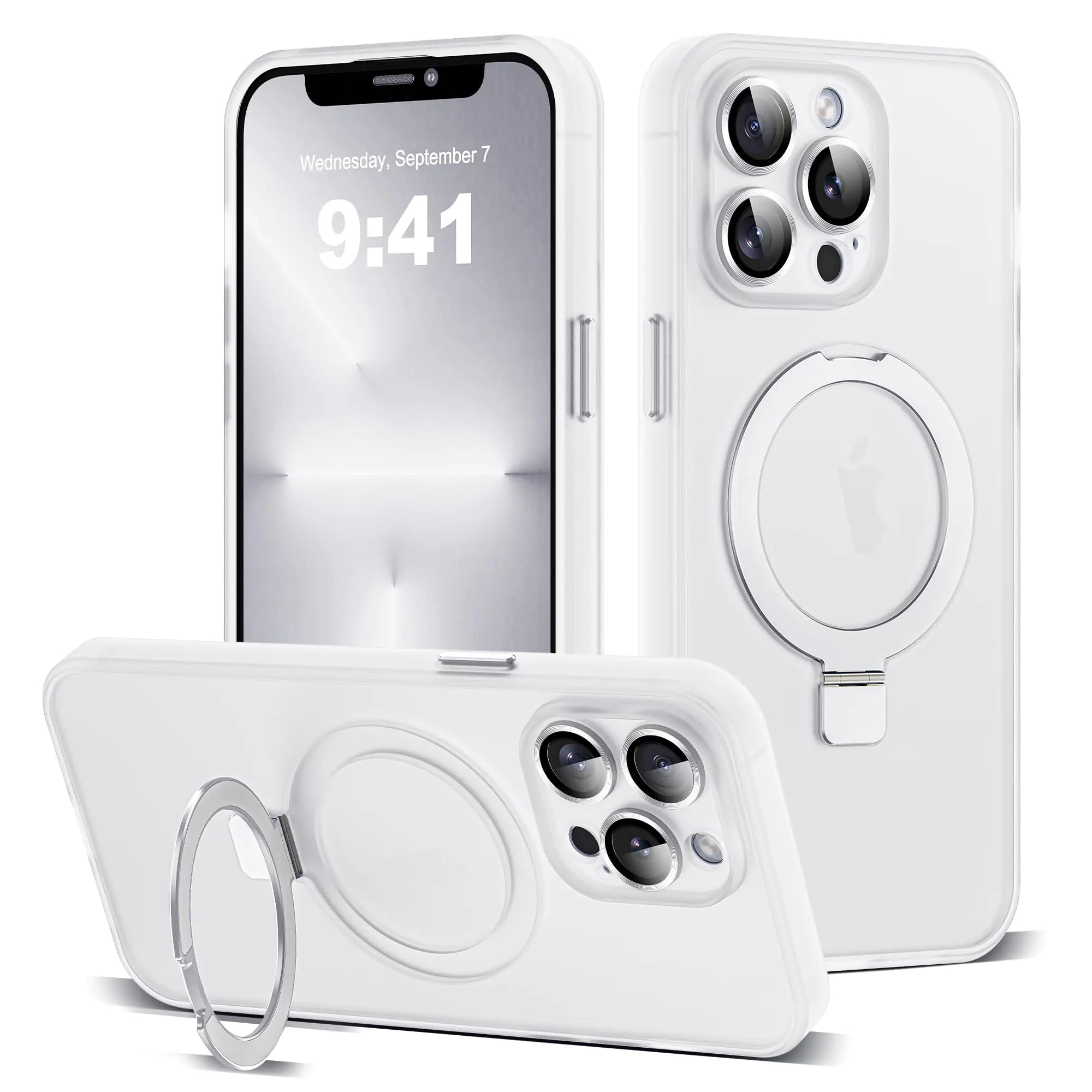 for iPhone 11 Case with Magnetic Invisible Ring Stand [Full Camera Lens Protection] [Compatible with Mag-Safe] Military-Grade Drop Matte Translucent Slim Phone Cases for iPhone 11 6.1", Pink